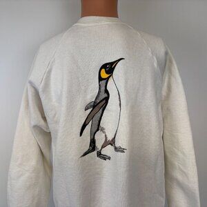 Jerzees White Sweatshirt with Penguin Design